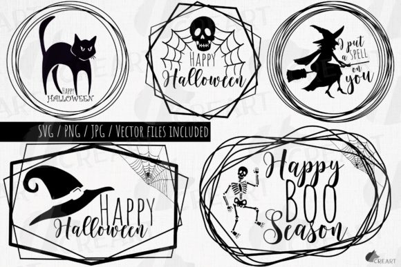 Download Halloween Greetings Black Wire Frames. - Premium Resources